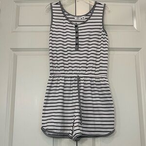 Girls Cato Black & White Striped Romper, Size XL (18)